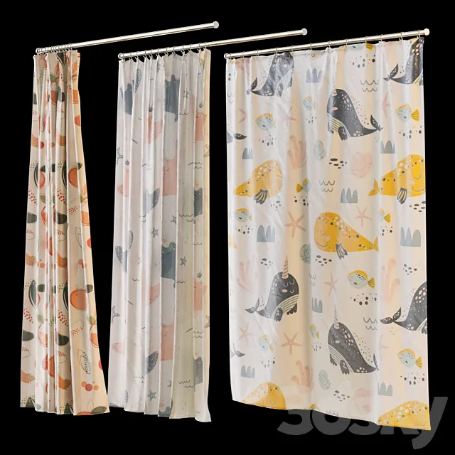 Shower curtain (6 prints) 3D Model