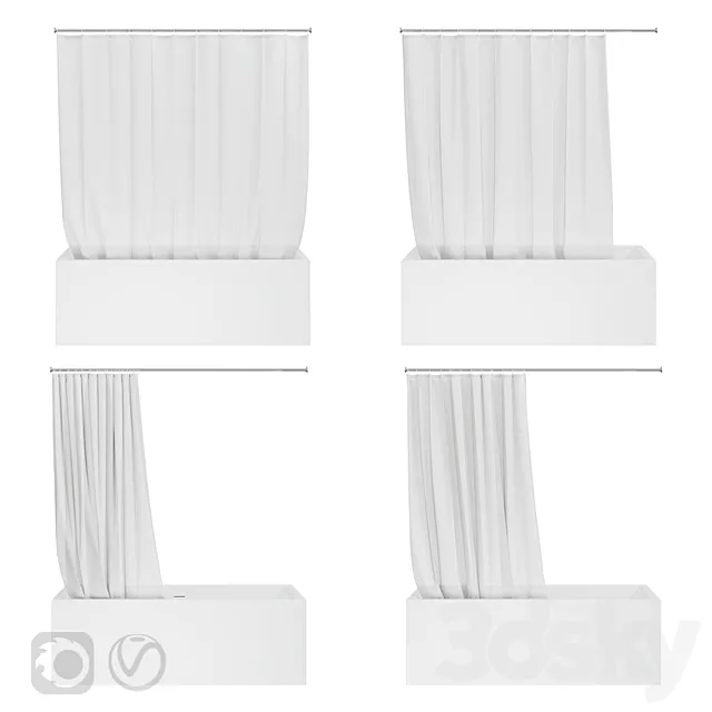 Shower curtain and bathtub Knief shape 70 3DModel