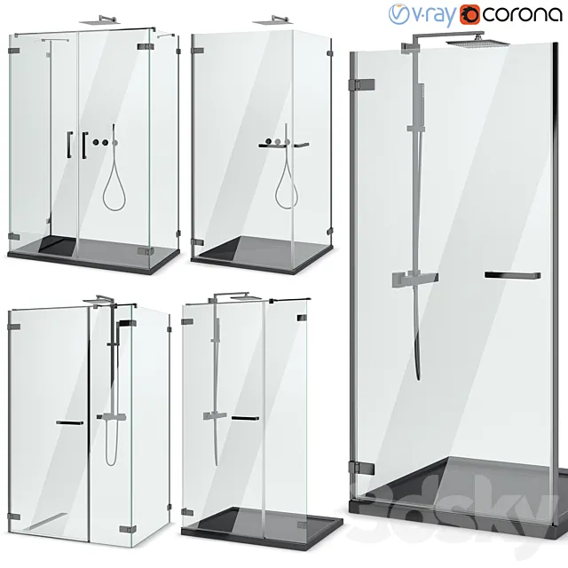 Shower enclosures and doors Radaway | Arta black set 102 3DModel