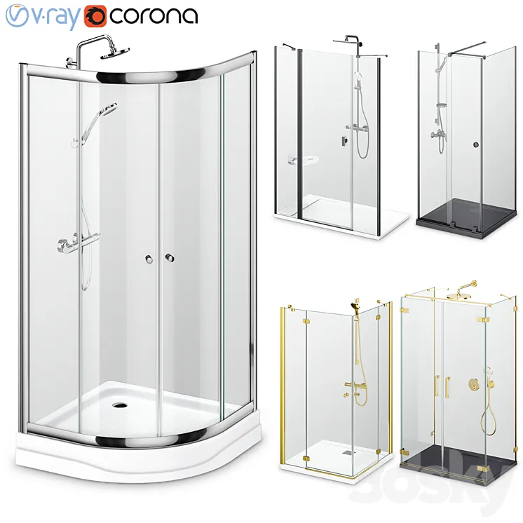 Shower enclosures and doors Radaway set 164 3D Model Free
