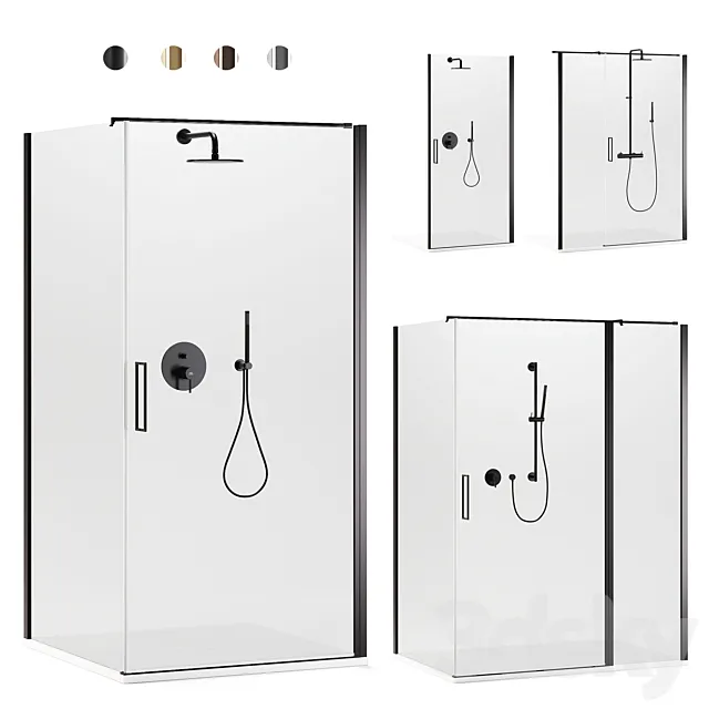 Shower enclosures Arblu Icaro + shower systems Paffoni set 1 3DModel