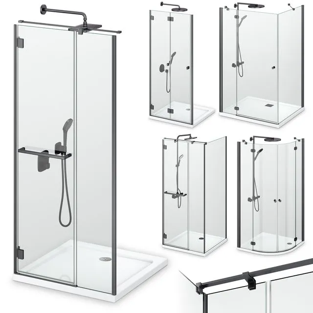 Shower enclosures Radaway Carena black 3D Model