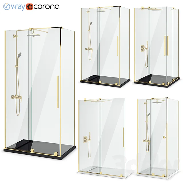 Shower enclosures Radaway | Furo gold set 115 3D Model
