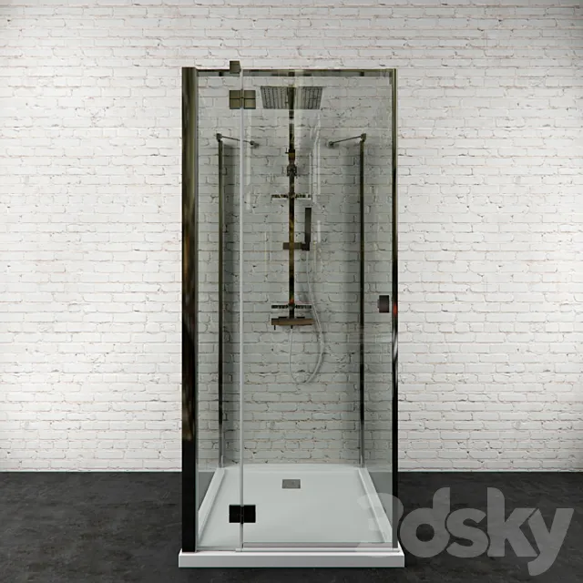 Shower stall Essenza kdj + s + shower system Touareg 2 3DModel