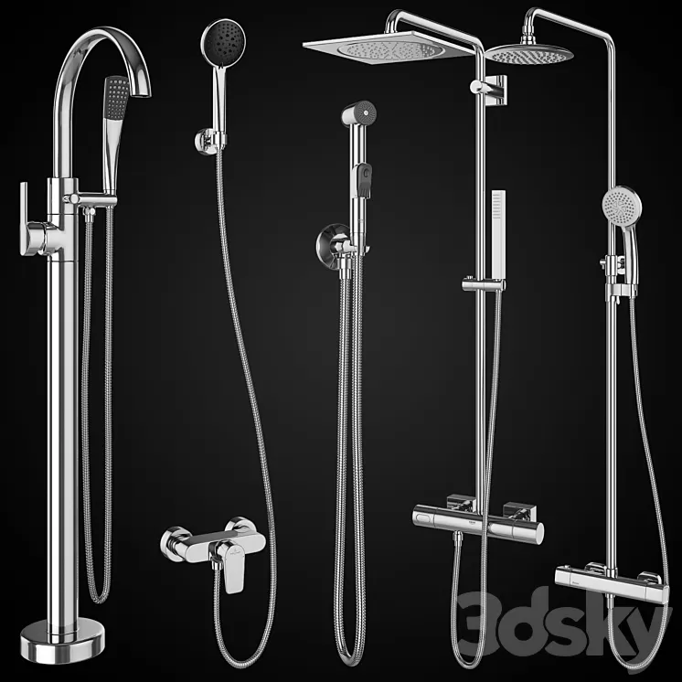 Shower systems and hygiene showers Ravak | GROHE | Villeroy & Boch | set 92 3D Model