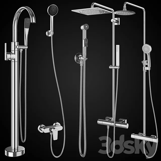 Shower systems and hygiene showers Ravak | GROHE | Villeroy & Boch | set 92 3DModel