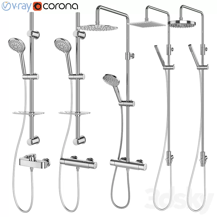 Shower Systems Gustavsberg Set 110 (5 variants) 3D Model