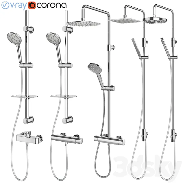 Shower Systems Gustavsberg Set 110 (5 variants) 3DModel