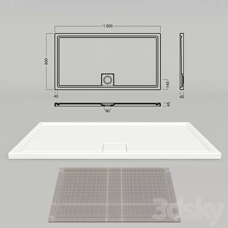 Shower tray Hatria Heavycril LIF.ST 150x80 (YXF2) 3D Model