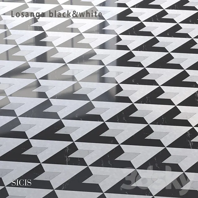 Sicis SiciStone Losanga Black & White 3D Model