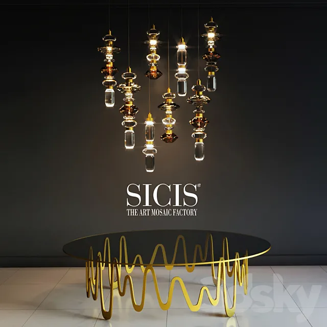 SICIS table and chandelier 3DModel