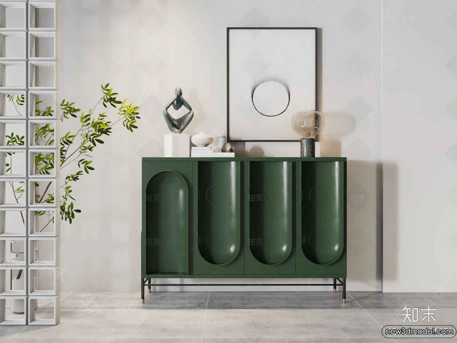 Side Cabinet and Racks - 3D Models for Interior - 001