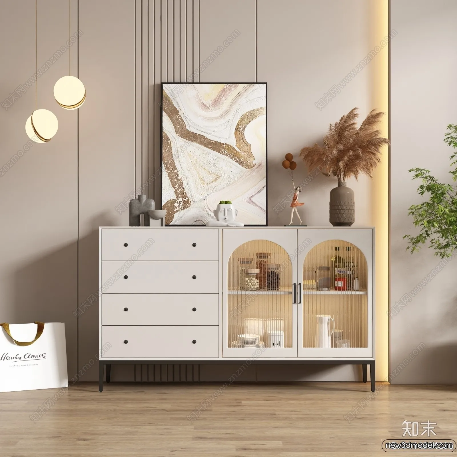 Side Cabinet and Racks - 3D Models for Interior - 003