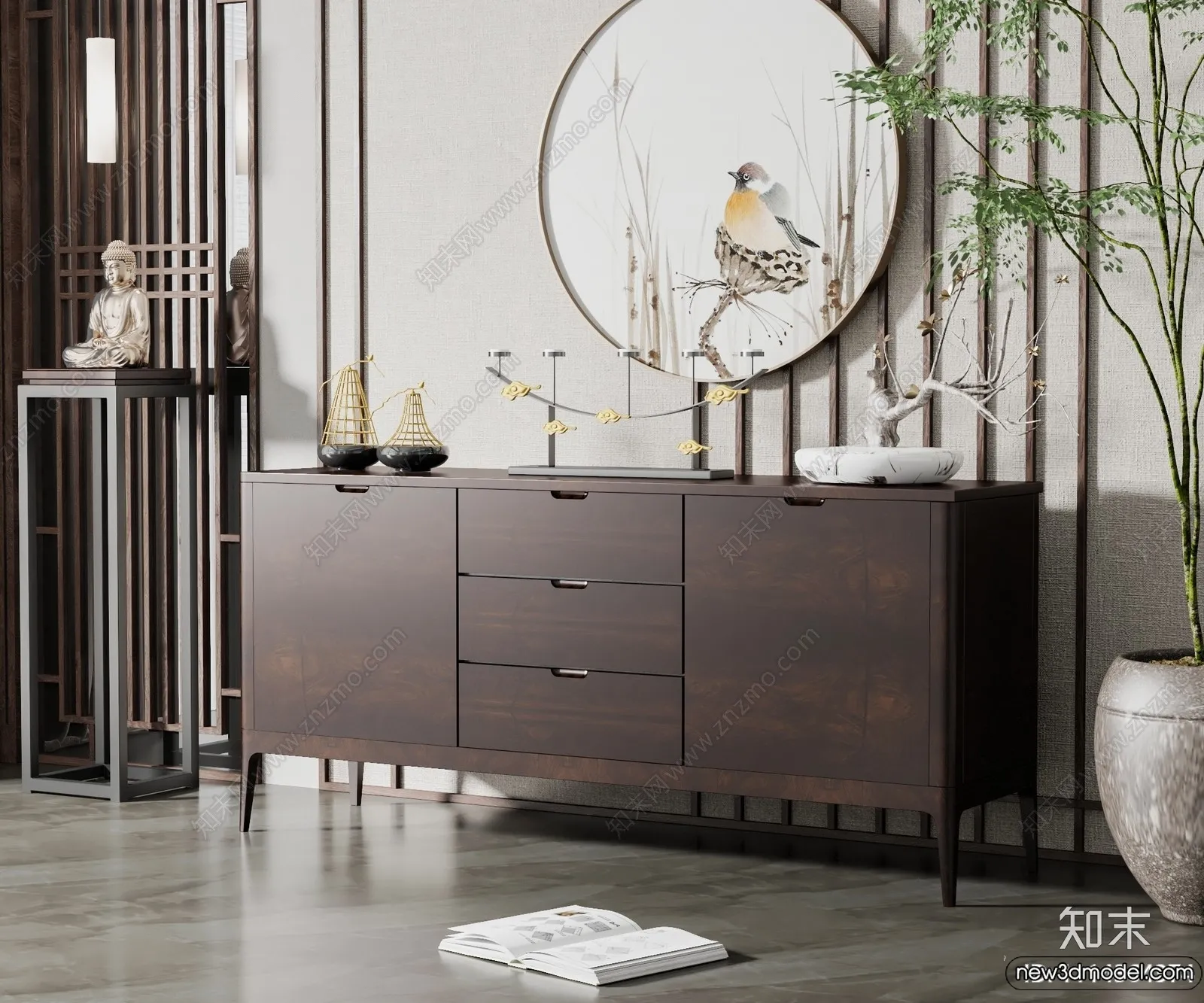 Side Cabinet and Racks - 3D Models for Interior - 006