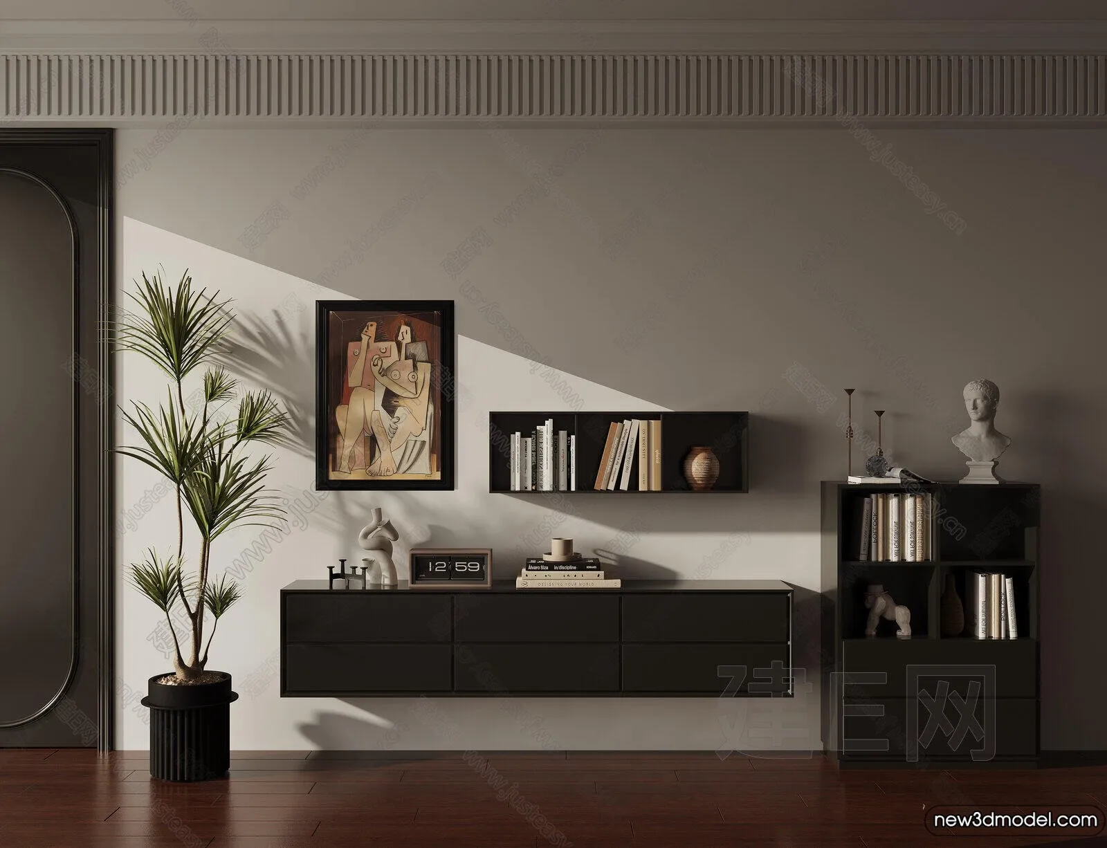 Side Cabinet and Racks - 3D Models for Interior - 009