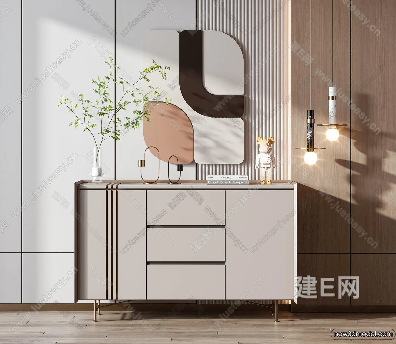 Side Cabinet and Racks - 3D Models for Interior - 012