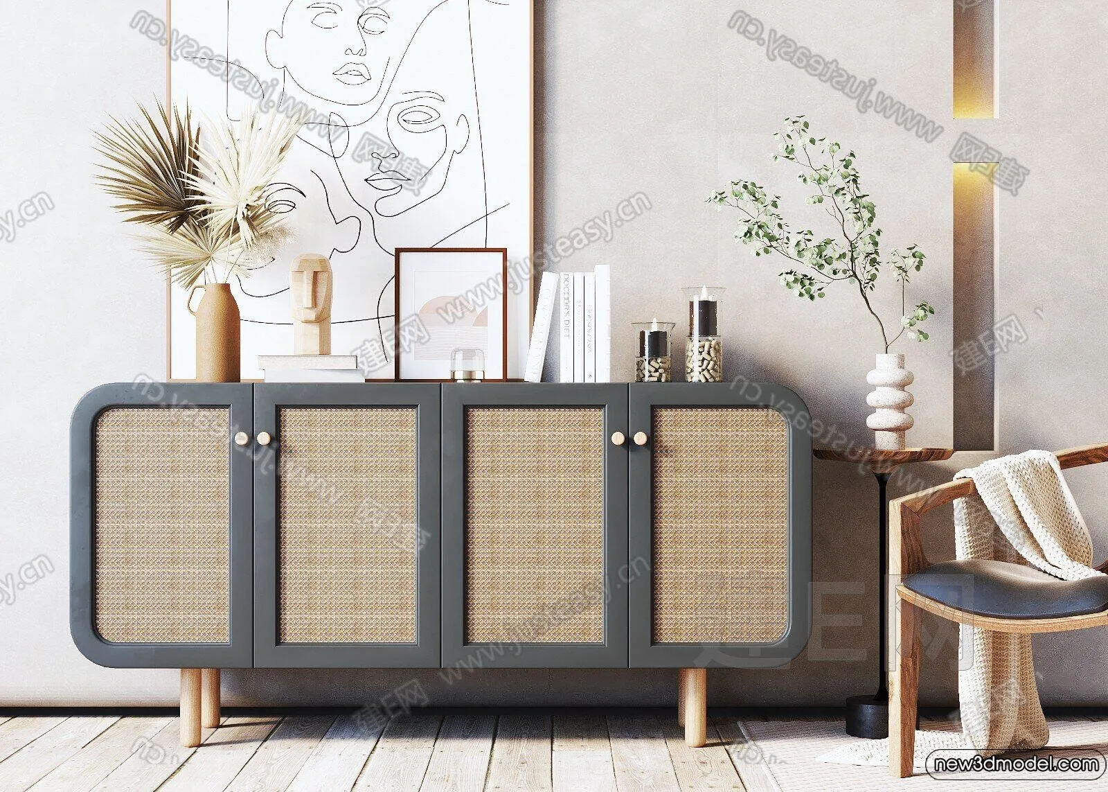 Side Cabinet and Racks - 3D Models for Interior - 016