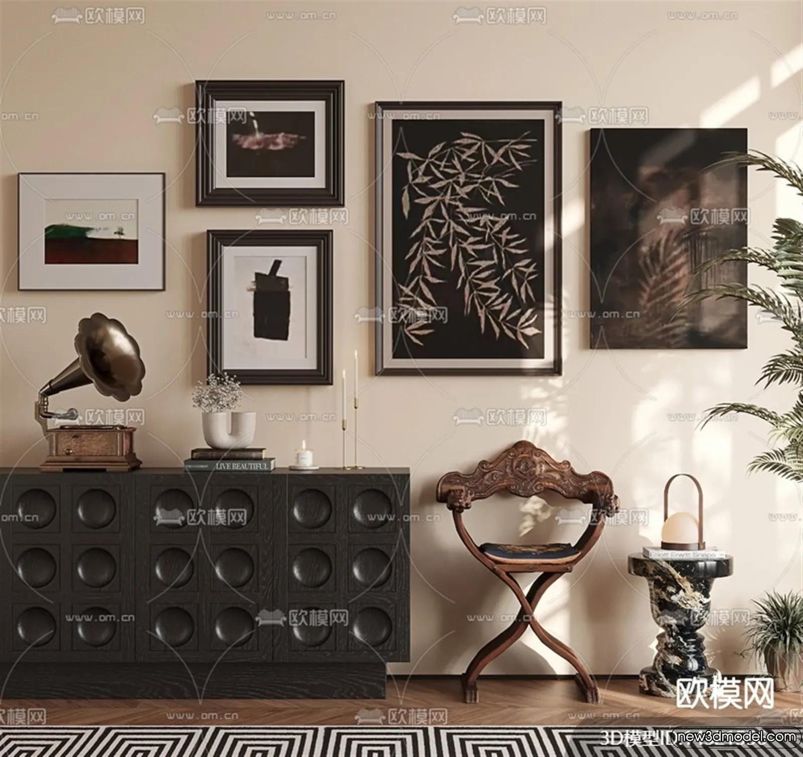 Side Cabinet and Racks - 3D Models for Interior - 019