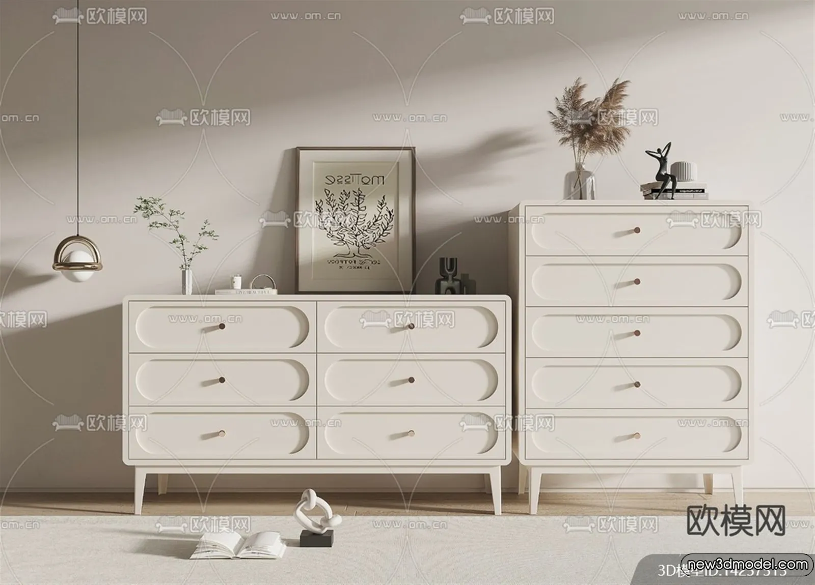 Side Cabinet and Racks - 3D Models for Interior - 020