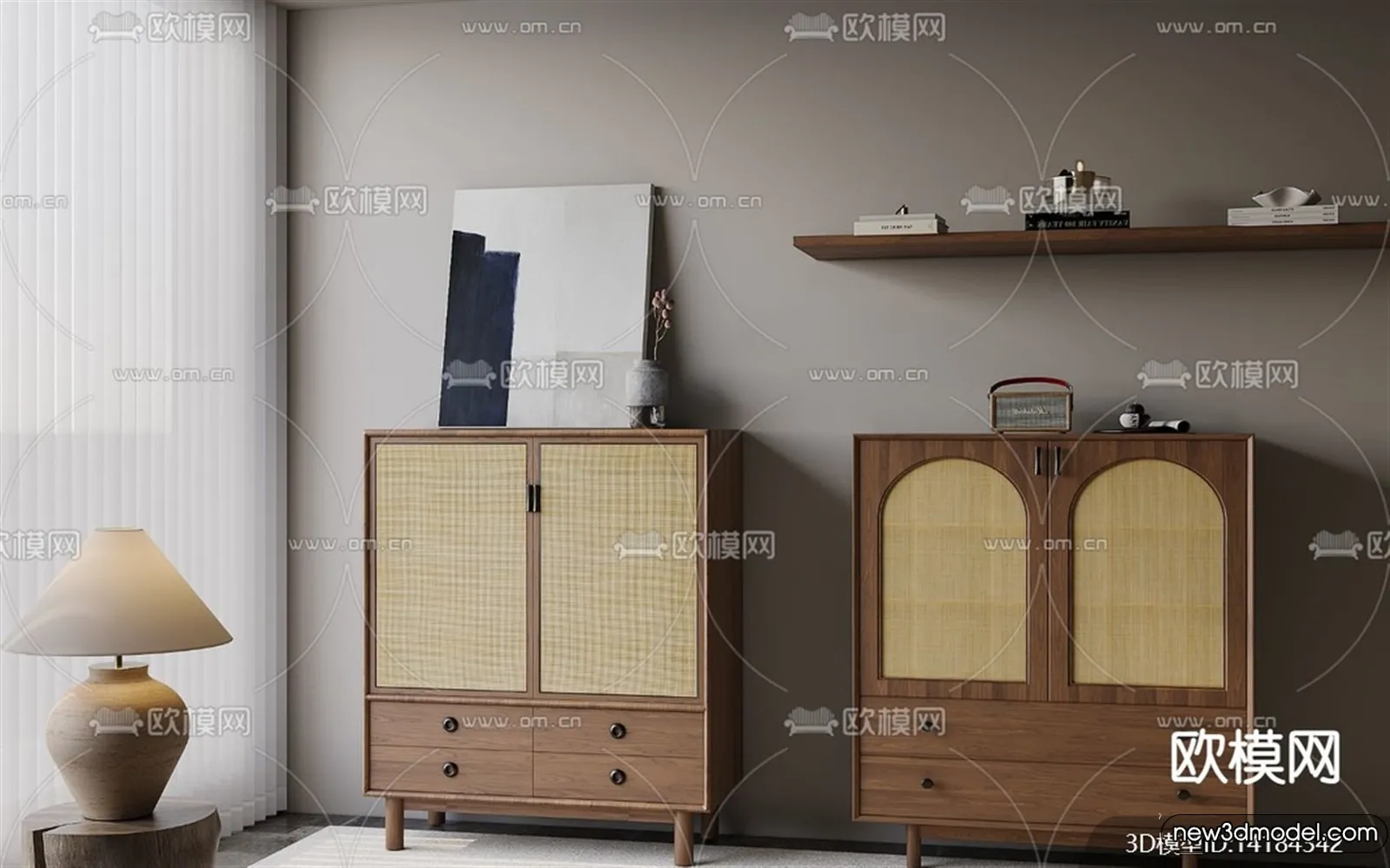 Side Cabinet and Racks - 3D Models for Interior - 025