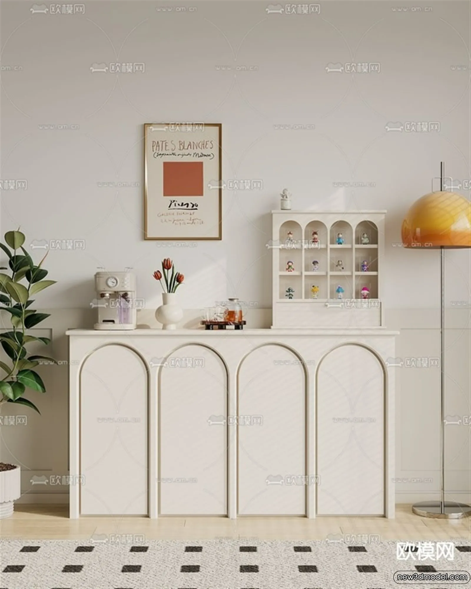 Side Cabinet and Racks - 3D Models for Interior - 026