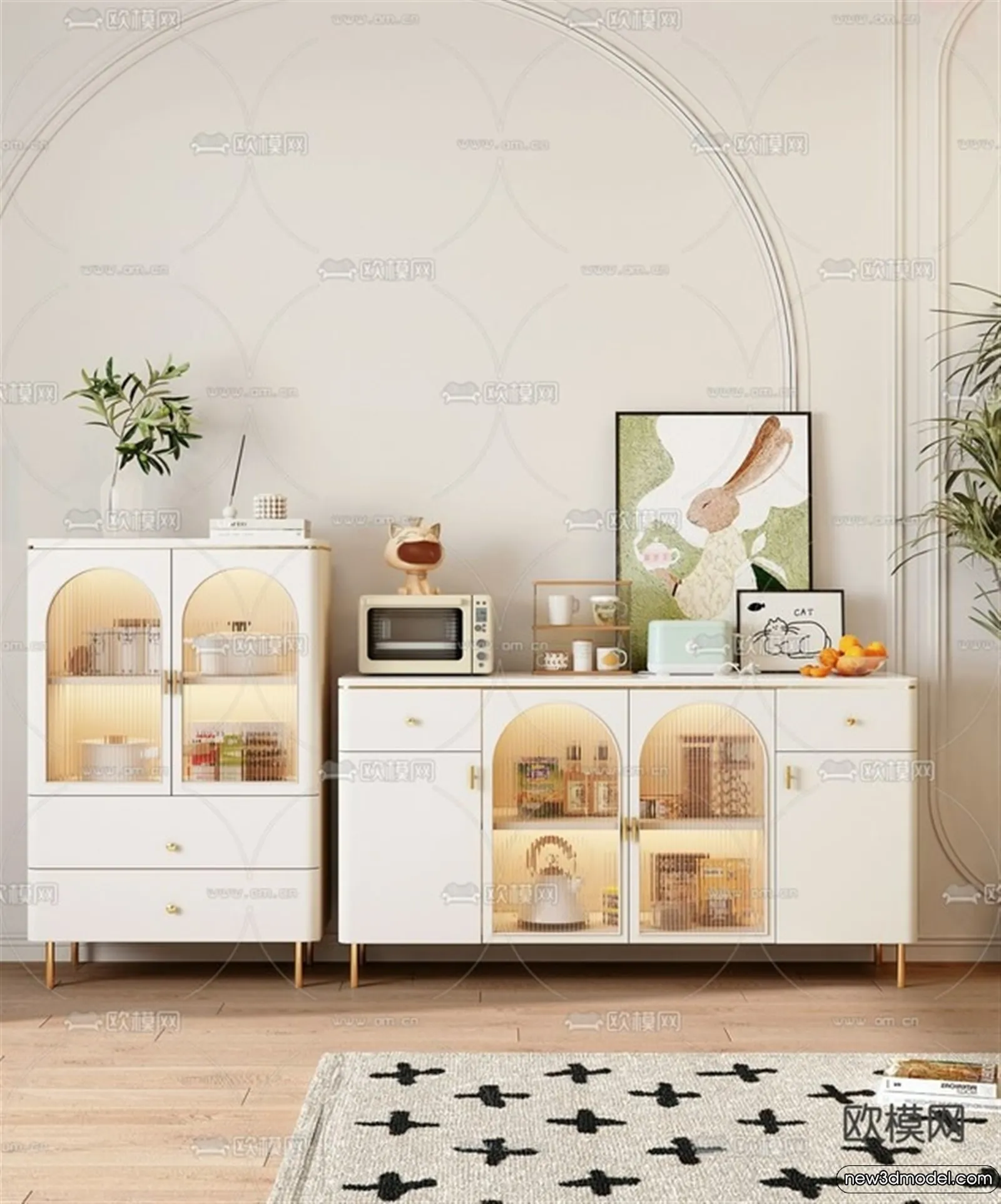 Side Cabinet and Racks - 3D Models for Interior - 027