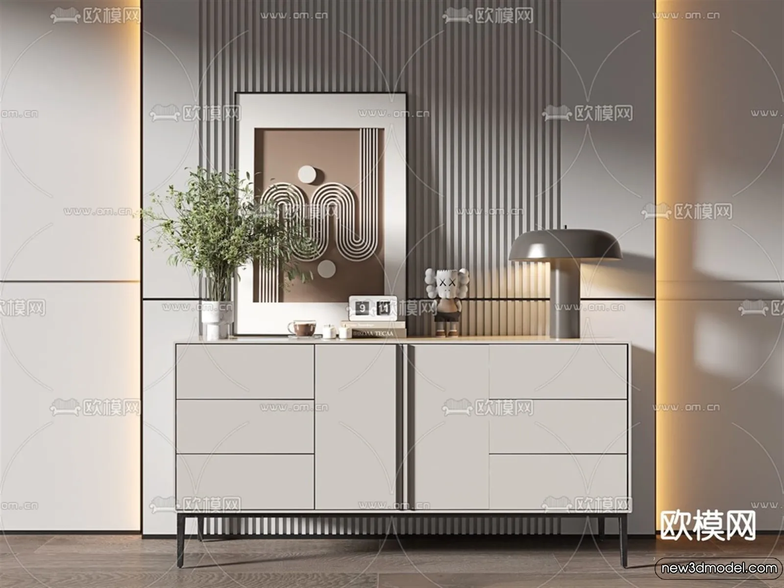 Side Cabinet and Racks - 3D Models for Interior - 028