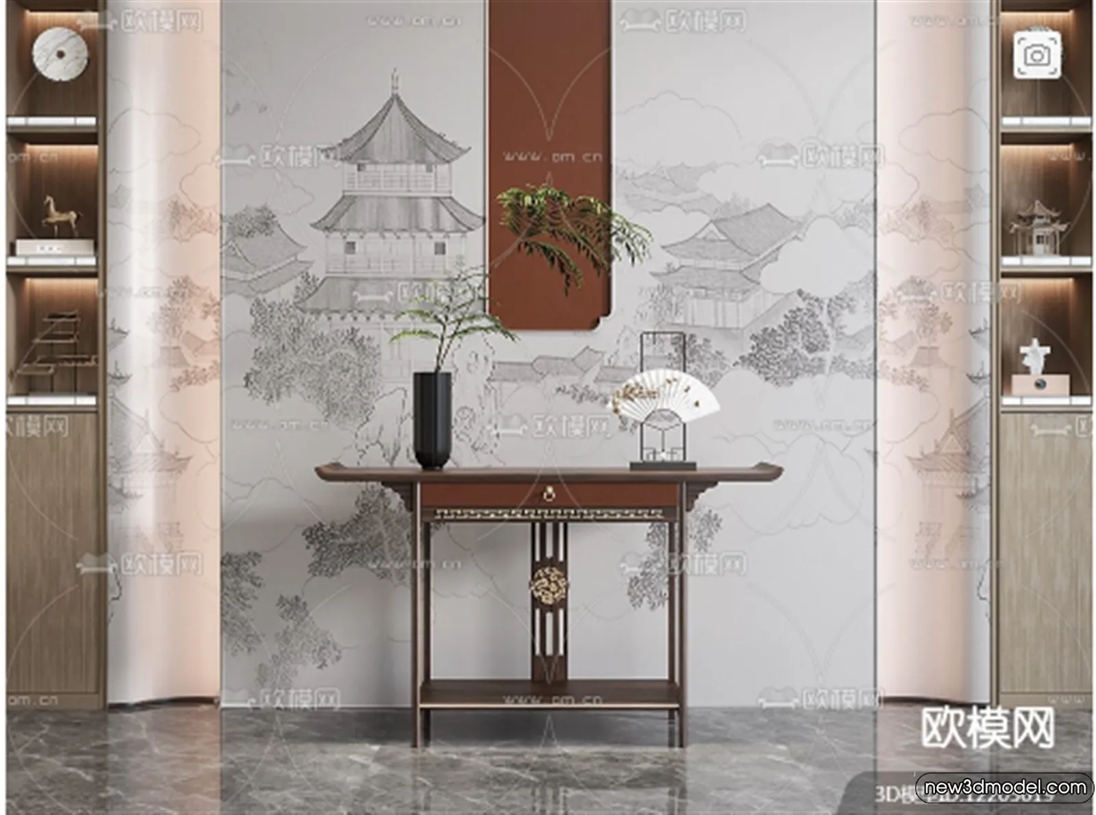 Side Cabinet and Racks - 3D Models for Interior - 032