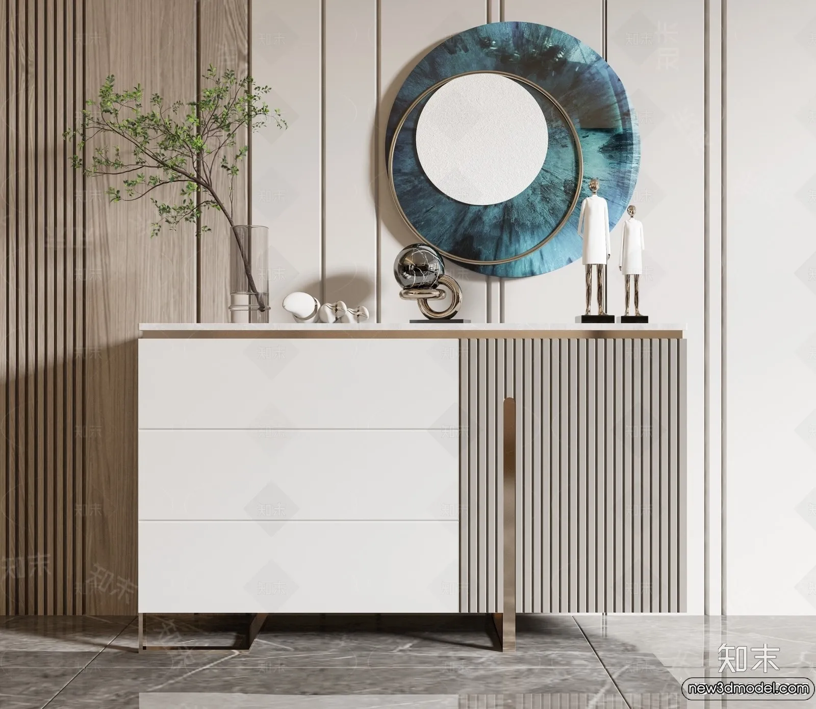 Side Cabinet and Racks - 3D Models for Interior - 035