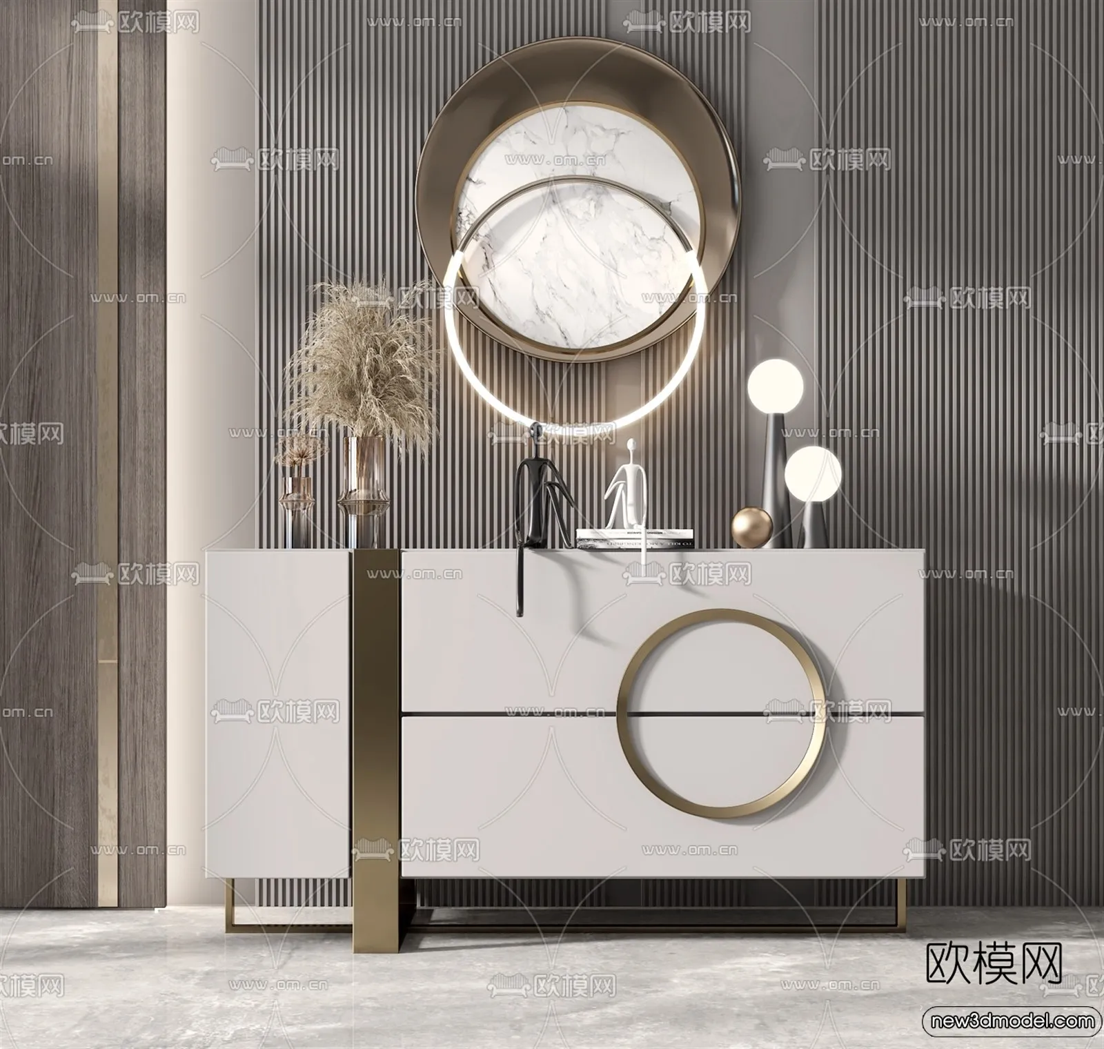 Side Cabinet and Racks - 3D Models for Interior - 036