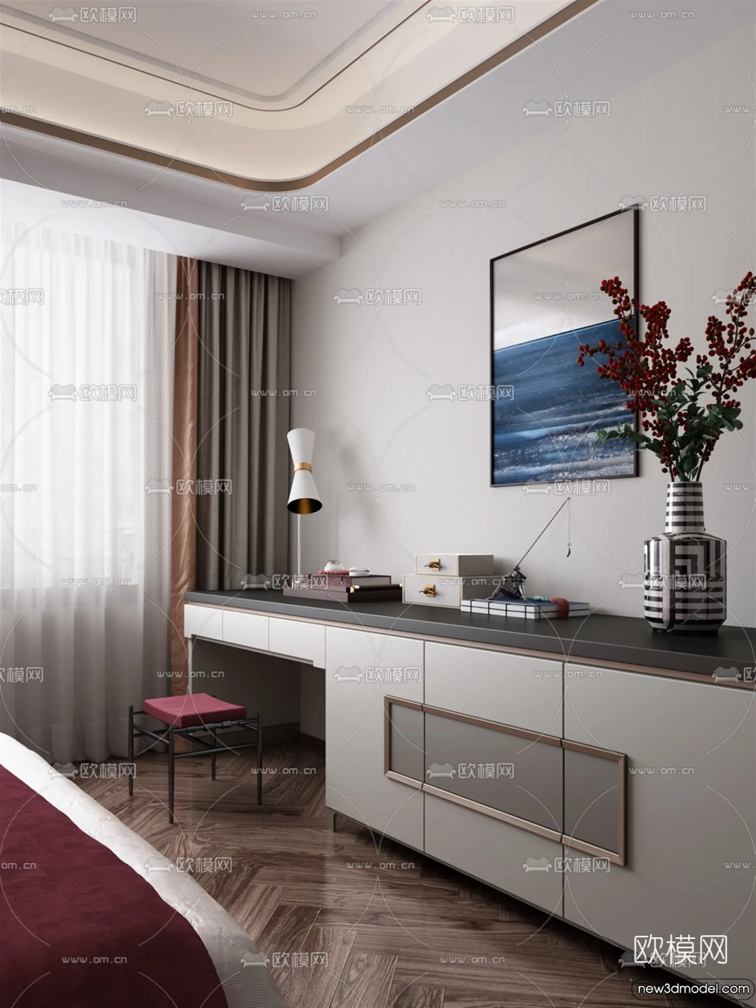 Side Cabinet and Racks - 3D Models for Interior - 038