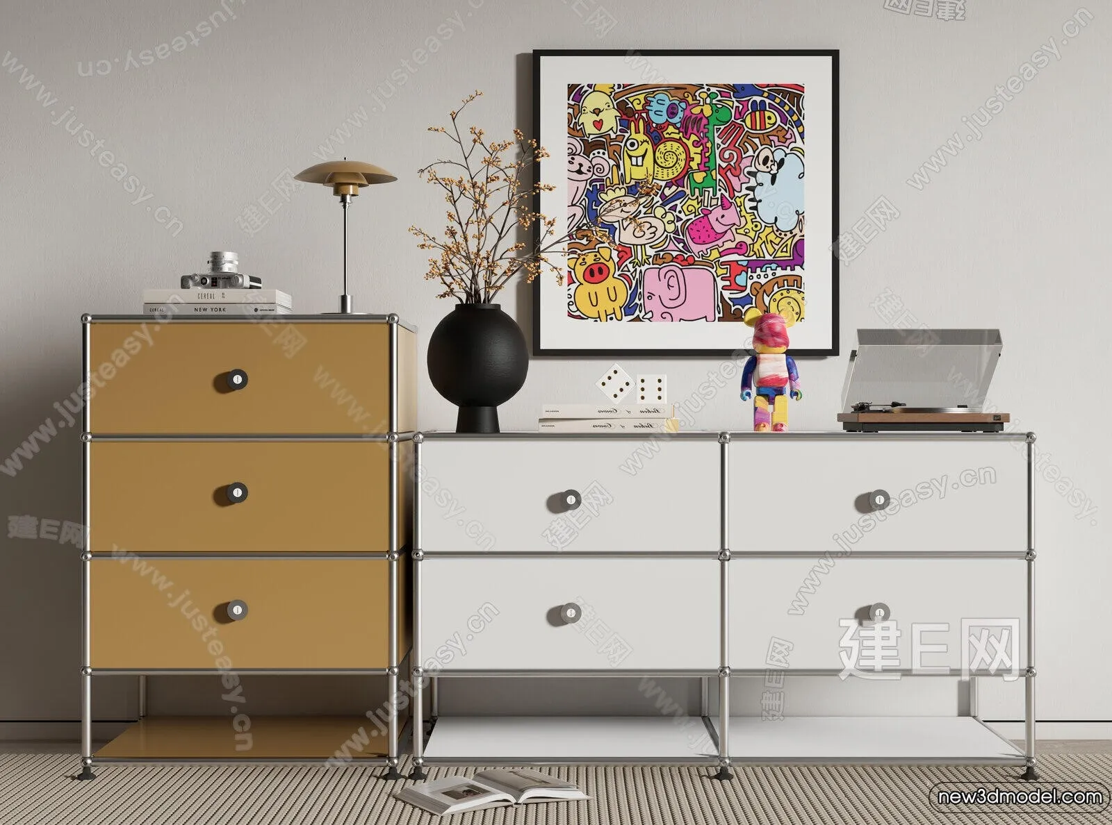 Side Cabinet and Racks - 3D Models for Interior - 045