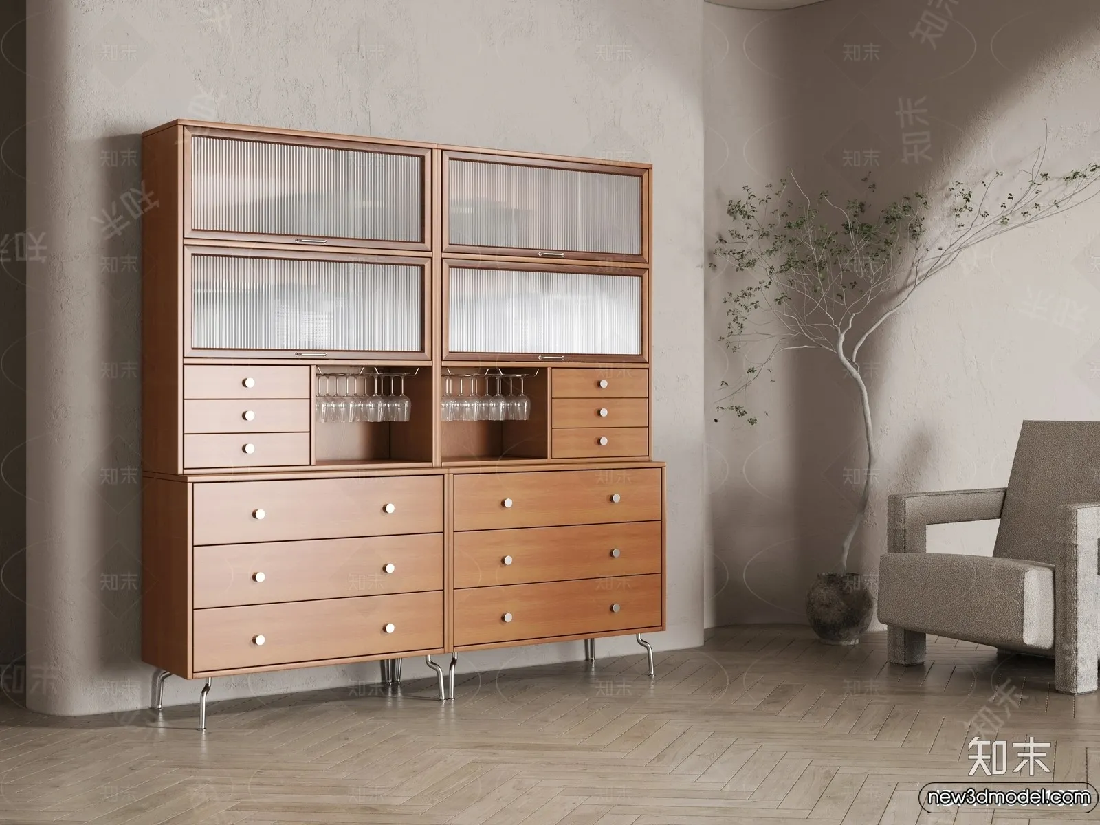 Side Cabinet and Racks - 3D Models for Interior - 047