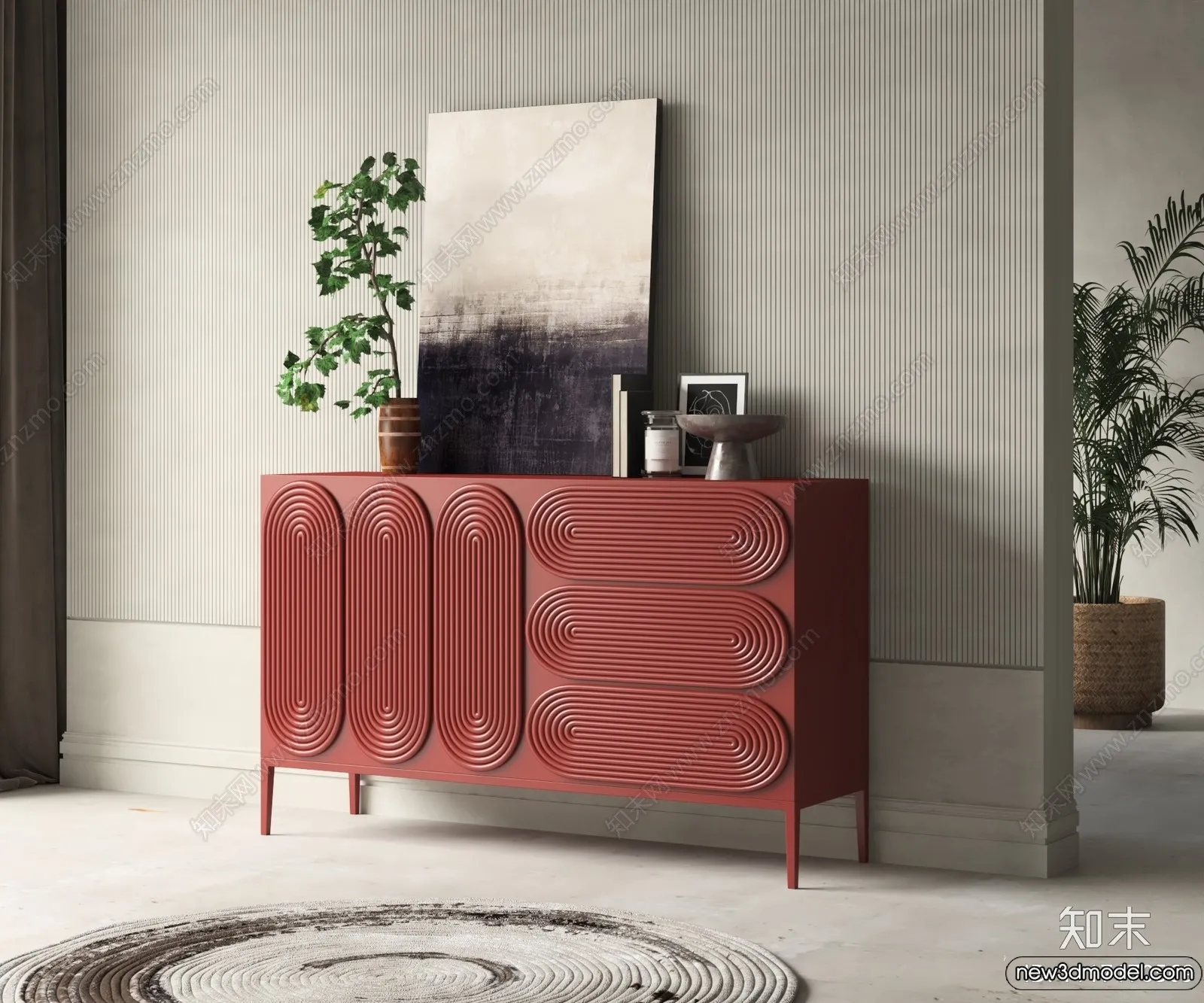 Side Cabinet and Racks - 3D Models for Interior - 052