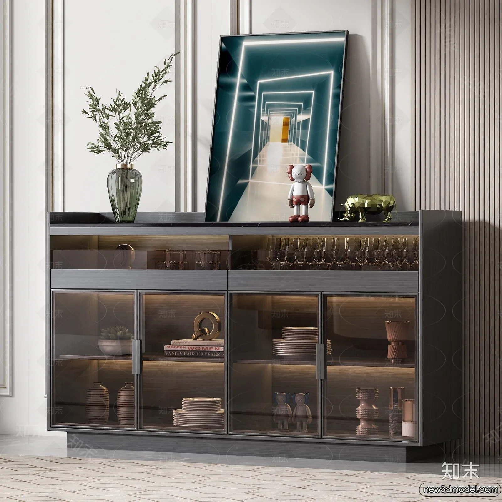 Side Cabinet and Racks - 3D Models for Interior - 058