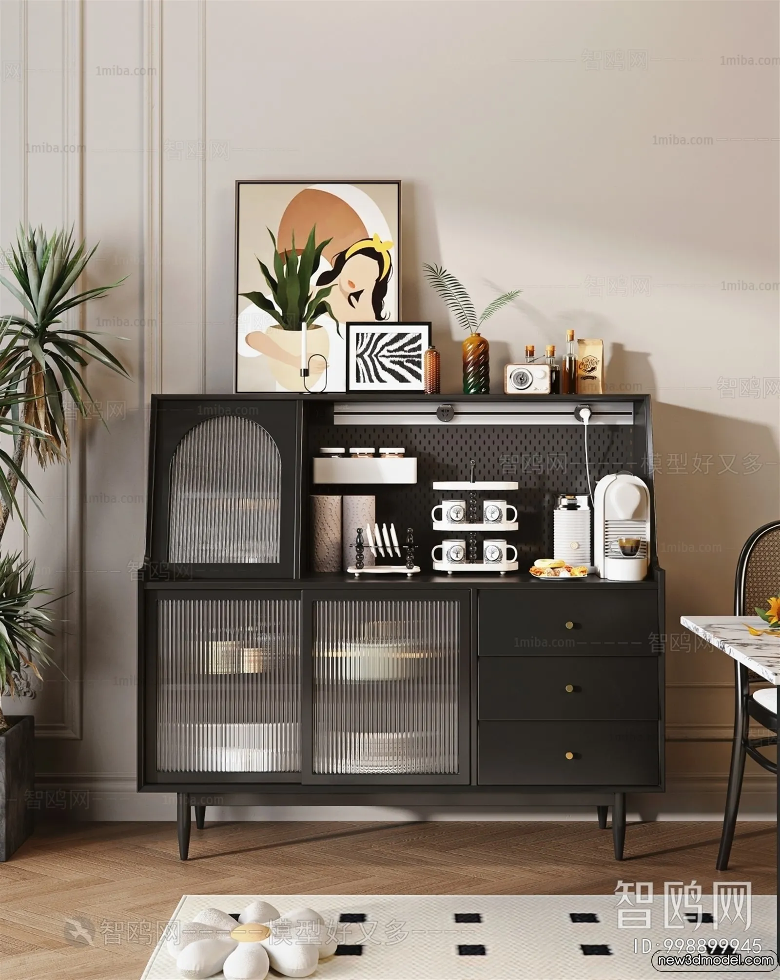 Side Cabinet and Racks - 3D Models for Interior - 059