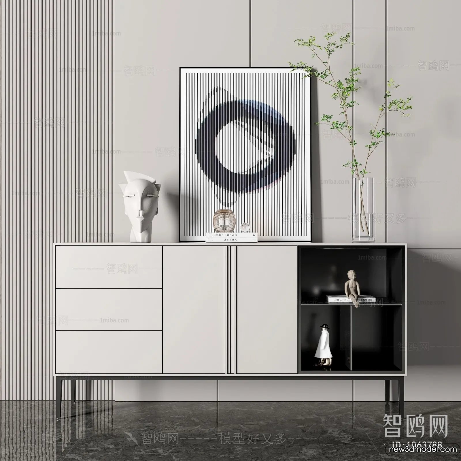 Side Cabinet and Racks - 3D Models for Interior - 065