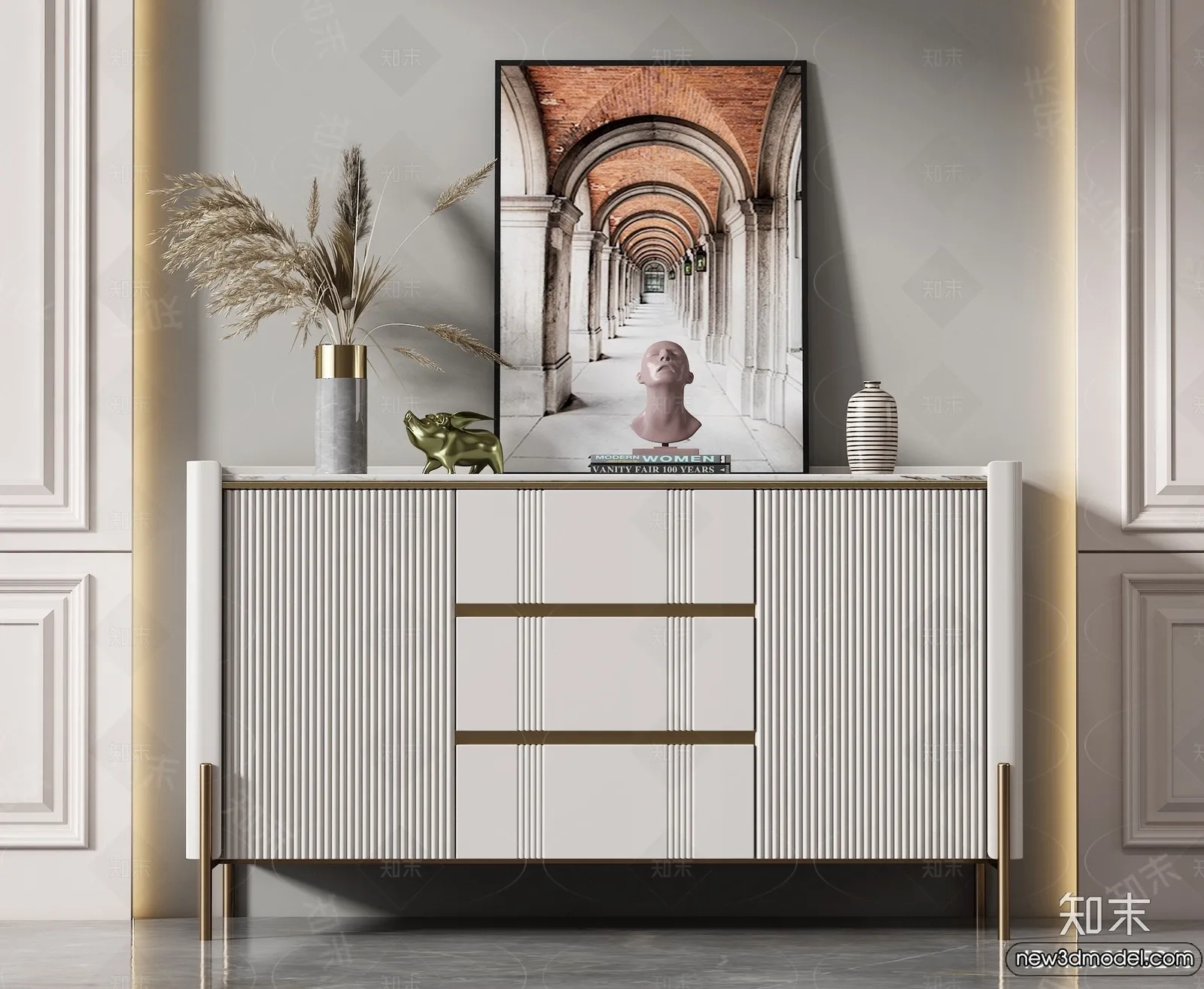 Side Cabinet and Racks - 3D Models for Interior - 069