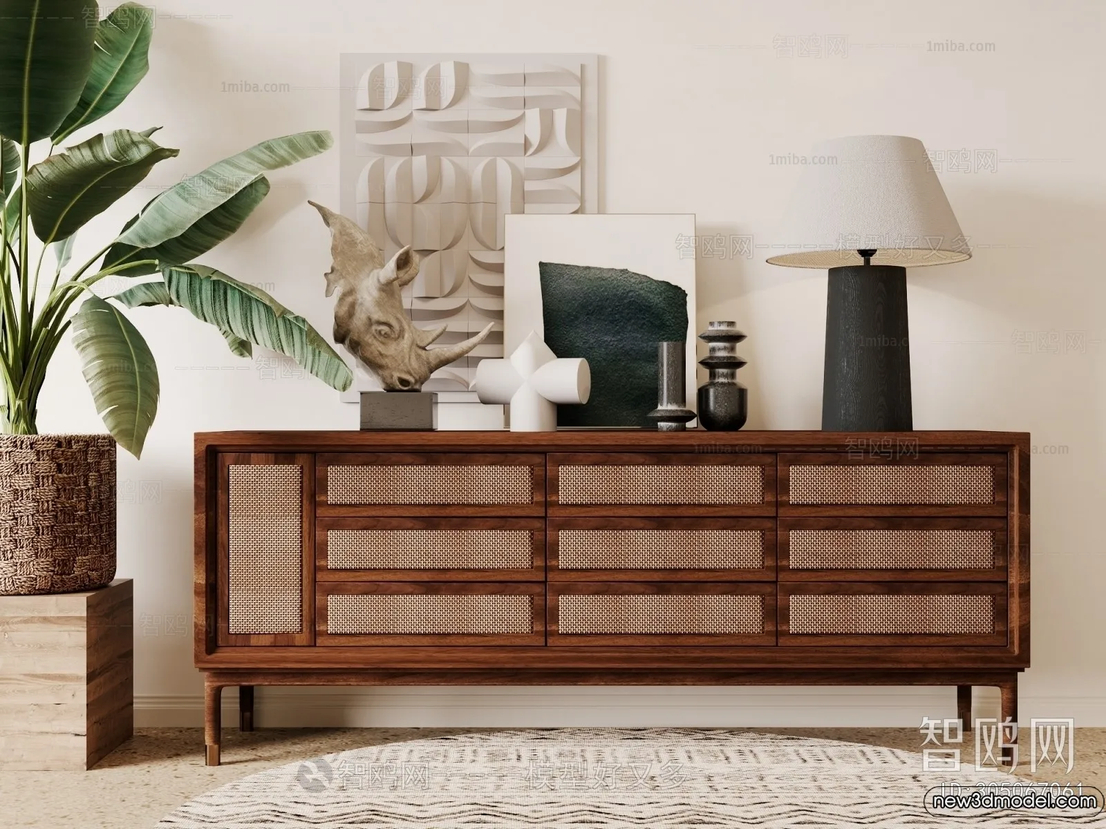 Side Cabinet and Racks - 3D Models for Interior - 074