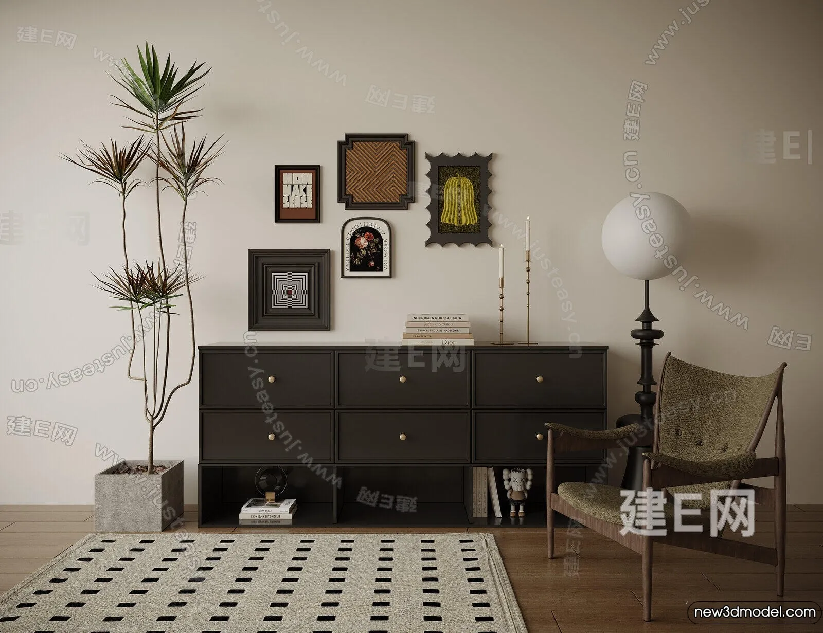 Side Cabinet and Racks - 3D Models for Interior - 078