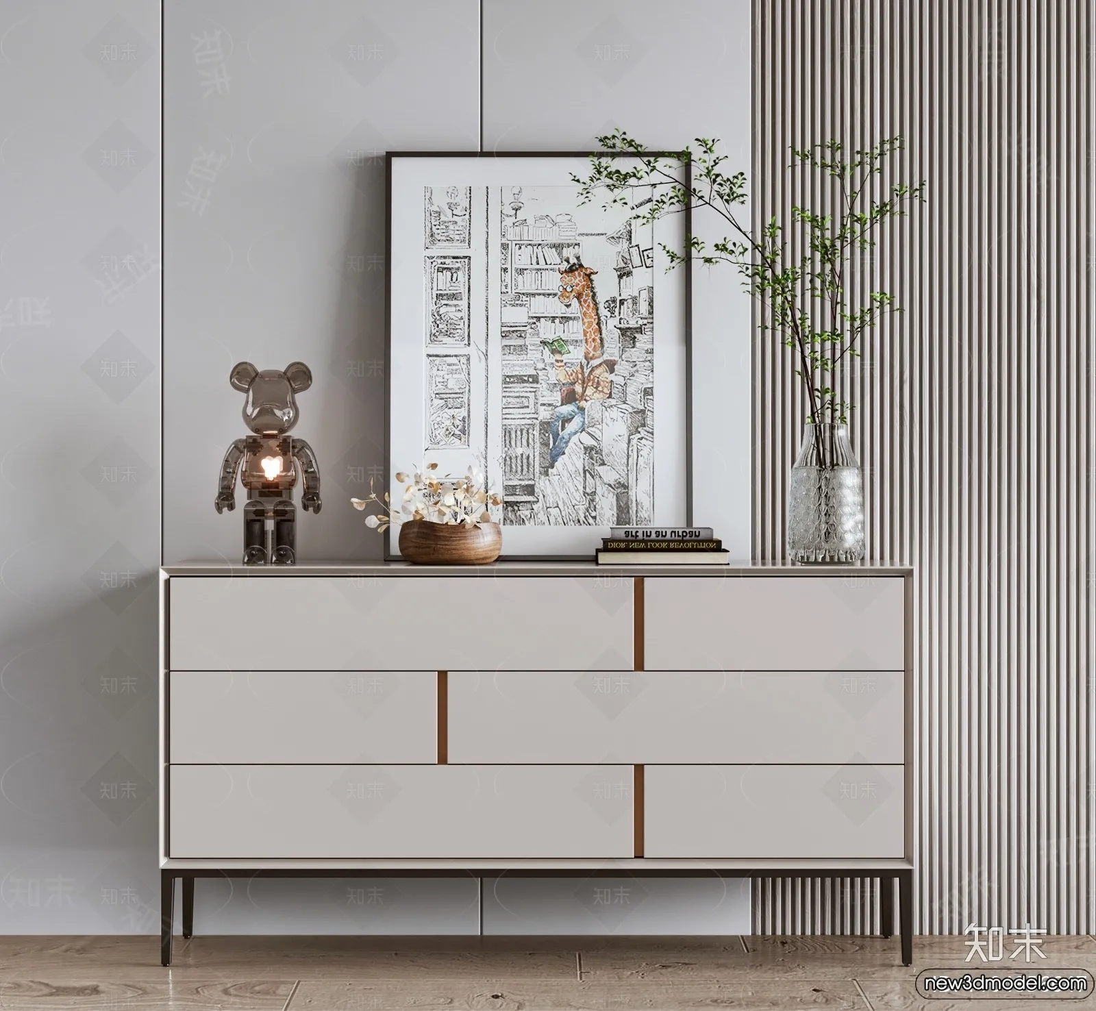 Side Cabinet and Racks - 3D Models for Interior - 080