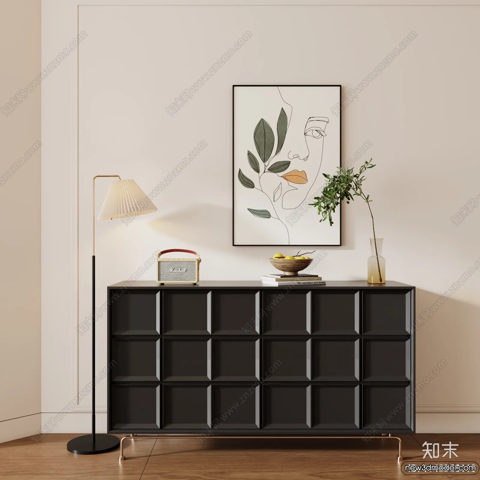 Side Cabinet and Racks - 3D Models for Interior - 083