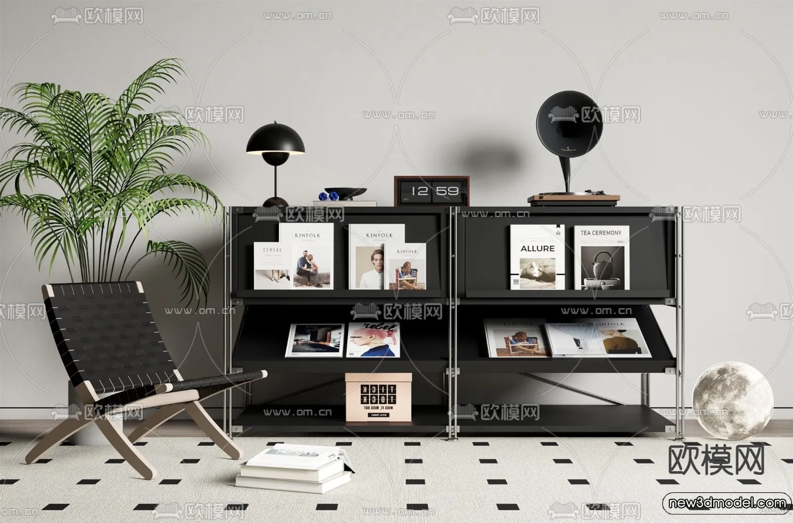 Side Cabinet and Racks - 3D Models for Interior - 093