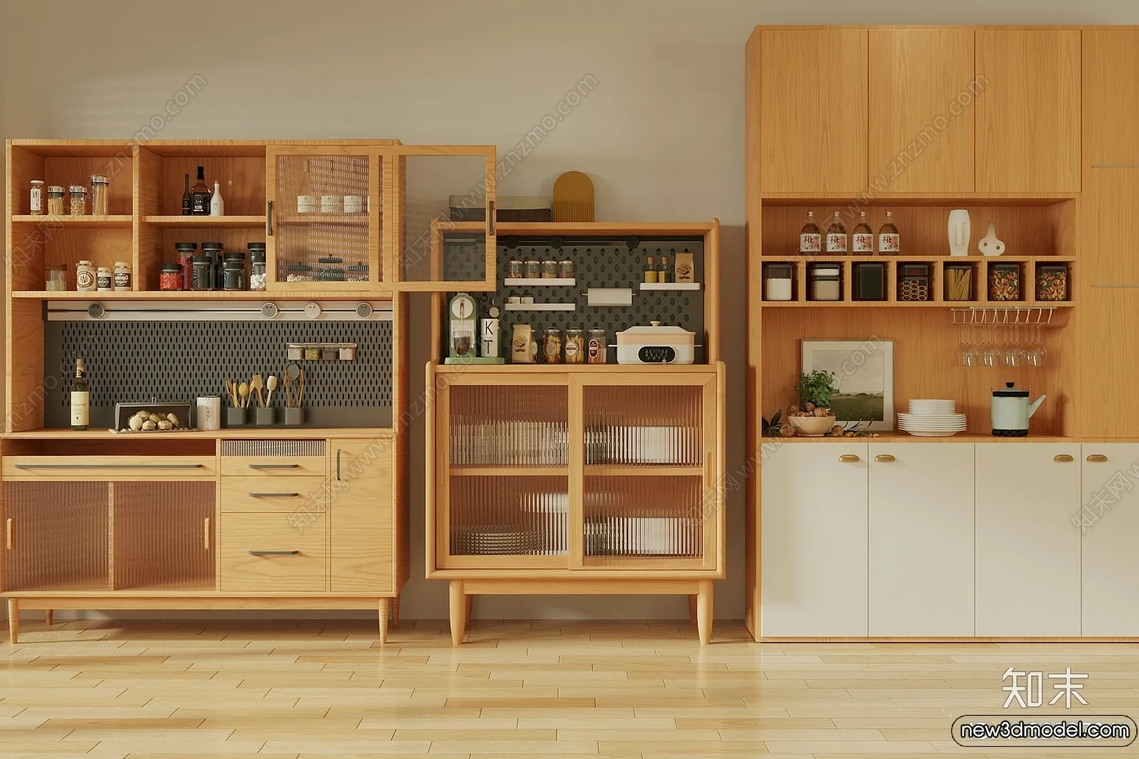 Side Cabinet and Racks - 3D Models for Interior - 098