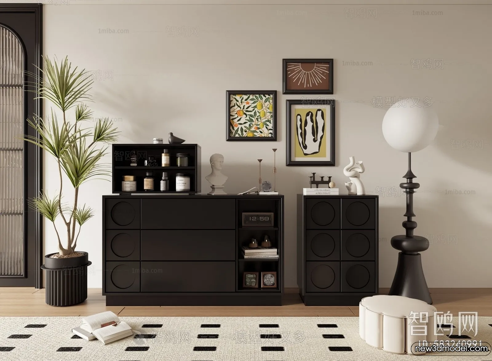 Side Cabinet and Racks - 3D Models for Interior - 107