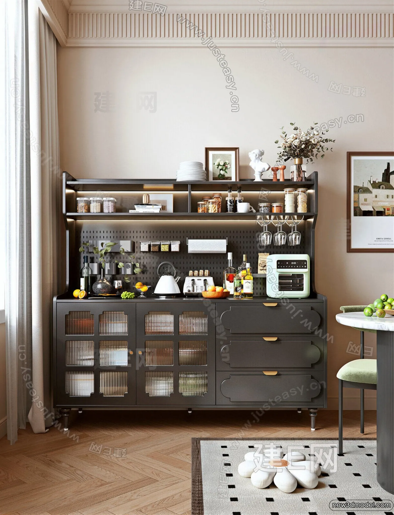 Side Cabinet and Racks - 3D Models for Interior - 110