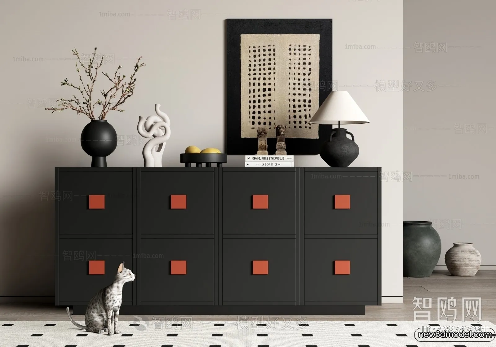 Side Cabinet and Racks - 3D Models for Interior - 115