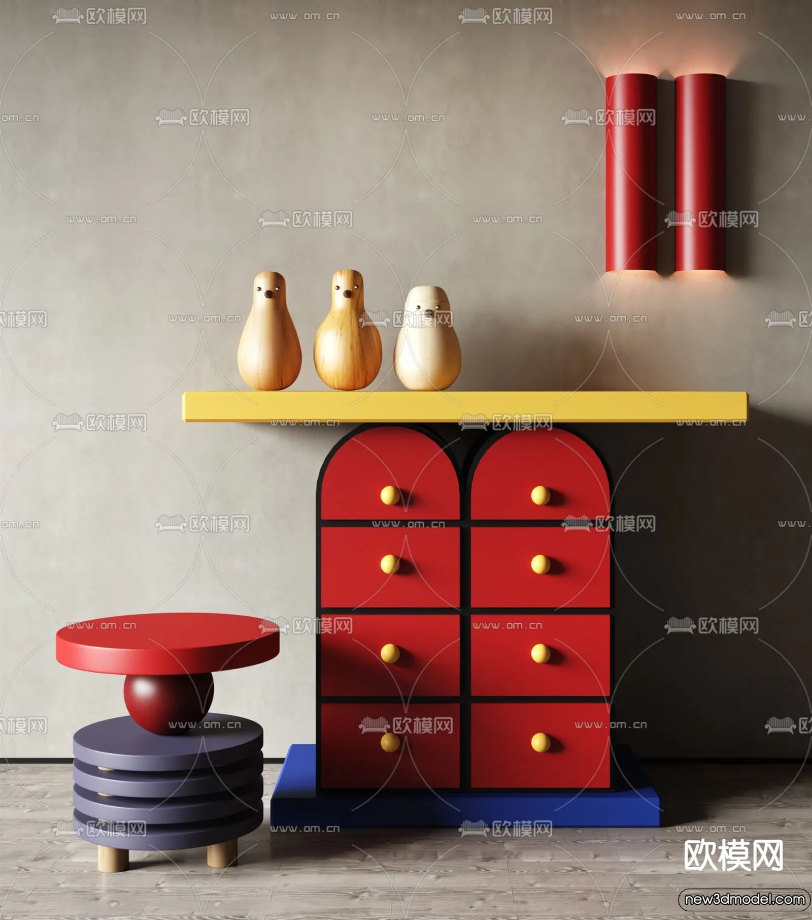 Side Cabinet and Racks - 3D Models for Interior - 120