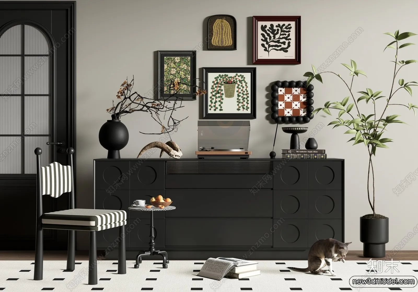 Side Cabinet and Racks - 3D Models for Interior - 121