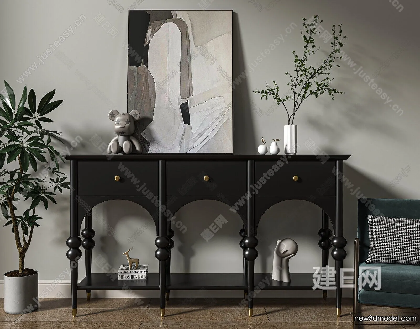 Side Cabinet and Racks - 3D Models for Interior - 129